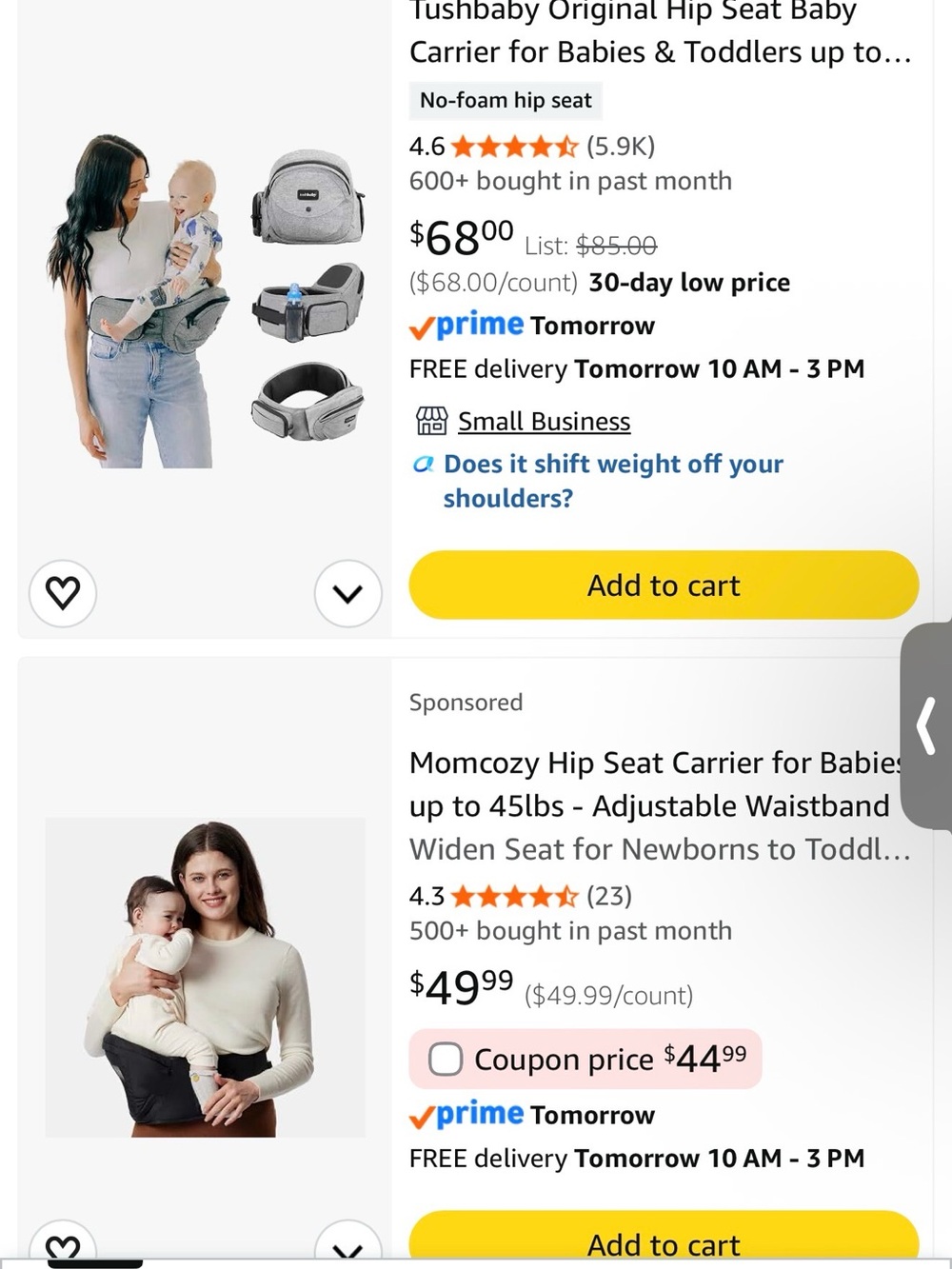 Baby Hip Seat Carrier in Black - Adjustable Waistband